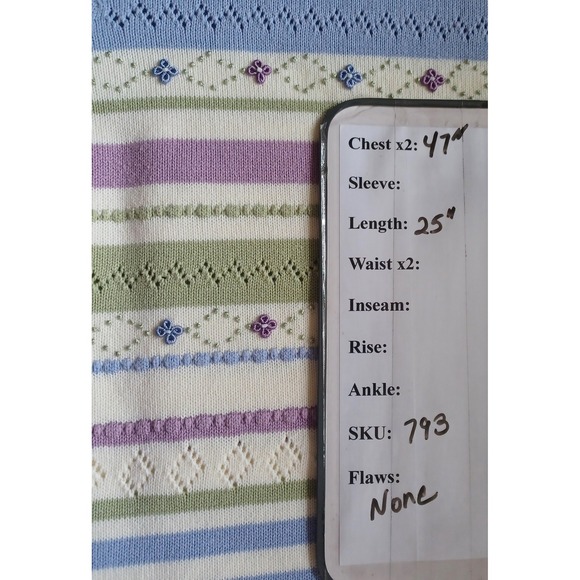 Alfred‎ Dunner Women's XL Pastel Stripe Knit Top Embellished Floral Beads Soft - Picture 6 of 6